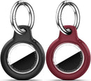 Upgrade Waterproof 2 Pack Airtags Holder with Apple Airtags Keychain, Hard PC Air Tag Case, Anti-Scratch & Shock Air tag Holder, Men's Women's Keyrings & Keychains-Black+Wine Red by TinyTreasures Baby Boutique