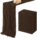 10FT 12 Pack Brown Cheesecloth Table Runner 20 x 120 Inch Long Boho Fabric Rustic Cheese Cloth Table Runner for Wedding Bridal Shower Baby Shower Gauze Sheer Birthday Party Table Decorations by CozyNest Decor