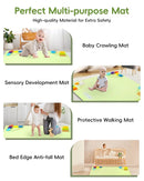 Baby Play Mat, 50''x50'' Playpen Mats with 4 Sensory Development Zones for Motor Skills, Unique Crawling Mats with Non-Slip Cushioned That Fits Nicely into Any Playroom, Green by TinyTreasures Baby Boutique
