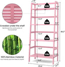 Homykic Bamboo Ladder Bookshelf, 4-Tier Ladder Shelf Open Book Shelf Freestanding Bookcase Bathroom Storage Rack Plant Stand for Living Room, Bedroom, Office, Easy Assembly, Pink by CozyNest Decor