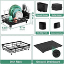 MOUKABAL Dish Drying Rack, Dish Rack, Stainless Steel Dish Racks for Kitchen Counter, Dish Drainer with Removable Utensil Holder, Drainboard (Black) by CozyNest Decor