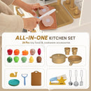 BIERUM Play Kitchen with Realistic Lights & Sounds, Wooden Kitchen Playset Chef Pretend Play Set for Toddlers, Toy Kitchen with 26 Pcs Toy Food & Cookware Accessories, Gift for Ages 3+ by TinyTreasures Baby Boutique