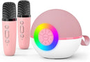 goopow Mini Karaoke Machine Speaker for Kids Adults, Portable Bluetooth Microphone Song Toys with LED Light, Best Chritmas Birthday Festival Gift for 3 4 5 6 7 8+ Year Old Girls Boys (Pink-2Mic) by TinyTreasures Baby Boutique