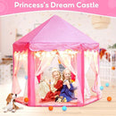 Princess Castle Tent with Rug for Girls Fairy Play Tents for Kids Hexagon Playhouse with Fairy Star Lights Toys for Children or Toddlers Indoor Games (Pink Princess Tent with Rug) by TinyTreasures Baby Boutique