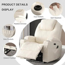 Power Recliner Chair with Heat and Massage, PU Leather Home Theater Seating with LED Lights/Cup Holders/Side Pocket/USB Port, Reclining Sofa Chair for Living Room(2, Beige) by CozyNest Decor