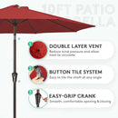 JEAREY 10FT Outdoor Patio Umbrella Outdoor Table Umbrella with Push Button Tilt and Crank, Market Umbrella 8 Sturdy Ribs UV Protection Waterproof for Pool, Garden (Light Red) by GreenHaven Gardens