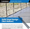Sandbaggy Round Steel Concrete Form Stakes with Nail Holes - Rust Resistant Coating - Removable, Reusable (100, 3/4 in X 48 in) by CozyNest Decor