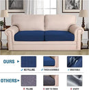 H.VERSAILTEX Super Stretch Individual Seat Cushion Covers - 2 Piece Large Sofa Cushion Covers, Navy, Thick Jacquard Textured Twill Fabric Sets by CozyNest Decor