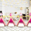 6 Pack Sleepovers Teepee Tent for Kids Bulk with Mattress Sheet Light,Natural Cotton Washable Indoor Play Tent for Birthday Slumber Party Girls Boys Pajama Movie Night Supplies(Rose Red) by TinyTreasures Baby Boutique