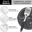 Grill Tools BBQ Accessories Set of 2, 15.8'' Heavy Duty Stainless Steel Grill Utensils with Grill Spatula and Fork, Full Tang Silicone Handle, Outdoor Grilling Tools Barbecue Accessories by GreenHaven Gardens