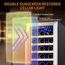 15 Inch Wine Fridge 32 Bottles Wine Cooler Refrigerator Undercounter Wine Fridge with Glass Door, LED Light, Removable Wooden Shelves, Built-in or Freestanding Wine Refrigerator for Home Office Bar by CozyNest Decor