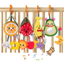 TUMAMA Baby Toys for 3 6 9 12 Months,Hanging Fruit Rattles Avocado,Banana,Orange and Strawberry,Stroller Mobile Toys,Plush Soft Rattles for Boys,Girls Christmas Gifts,4 Pack by TinyTreasures Baby Boutique