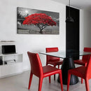 Black and White Red Tree Wall Art Canvas Print Picture Large Red Tree Landscape Modern Artwork for Living Room Bedroom Office Home Wall Decoration Decor With Frame 20x40in by CozyNest Decor