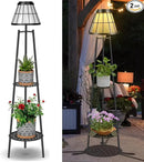2 Pack Solar Lights Outdoor with Plant Stands, Solar Floor Lamp Metal Tripod Patio Lights for Garden Yard Pathway Driveway Front/Back Porch Decoration by GreenHaven Gardens