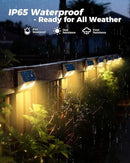 4 Pack Solar Fence Lights Waterproof, Motion Sensor Deck Outdoor, Warm White LED for Wall Yard Steps Stairs Garden - Brown by GreenHaven Gardens