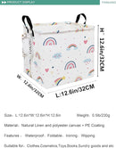 FANKANG Square Nursery Hamper Storage Bins Canvas Laundry Basket Foldable with Waterproof PE Coating Storage Baskets Gift Baskets for Children, Office, Bedroom, Clothes（Square-Love Rainbow ） by TinyTreasures Baby Boutique