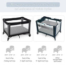 Yoofoss Waterproof Pack and Play Mattress Protector, Quilted Pack and Play Mattress Pad Cover Soft and Breathable, Playpen/Playard Mattress Sheet for Standard Pack n Play Size 39''x27'' - Dark Grey by TinyTreasures Baby Boutique