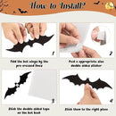 3 Pack Halloween Decorations Sets, Black Lace Spider Webs Table Runner & Halloween Cobweb Fireplace Scarf with 120 pcs 3D Bat for Halloween Indoor Decors Party Supplies by CozyNest Decor