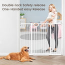 owlie 37.4" Extra Tall Wide Baby Gate for Stairs Doorways,47-57 Inch Extra Large Long Baby Gate with Door Indoor Safety Metal Pressure Mounted Pet Gate with Walk-Thru Auto Close, White by TinyTreasures Baby Boutique