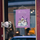 Purple Hello Winter Snowman Hanging Wooden Signs 10x8, Snowman Winter Signs, Winter Door Sign, Purple Snowman Winter Snowflakes Home Room Office Hanging Wall Decor by CozyNest Decor