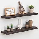 Floating Shelves for Wall, 32 Inch Floating Shelves Wall Mounted, Rustic Live Edge Elm Wood Floating Shelf for Home Decor, Heavy-Duty Storage Shelves for Books, Bathroom, Kitchen (Walnut, Set of 2) by CozyNest Decor