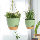 ZMTECH 10 Inch Hanging Planters for Indoor Outdoor Plants, 2 Pack Self Watering Hanging Plant Pots with Drainage Holes and Removable Saucer, Plastic Flower Hanging Pots with Watering Lip (Green) by CozyNest Decor
