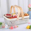 Metal Mesh Steel Basket, Storage Organizer Basket Garden Harvest Basket Multi-functional Kitchen Fruit Baskets Bin with Wooden Handle for Bathroom Picnic Shopping Decor Cabinet Home, White by GreenHaven Gardens