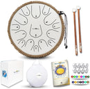 The Balmy Drum - 15 Note 14 Inch Steel Tongue Drum, Steel Drum Instrument, Drums For Children and Adults, Balmy Drum Set for Kids with Music Book, Handpan, Mallet and Carry Bag (White) by TinyTreasures Baby Boutique