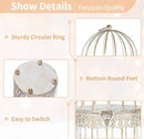 NUPTIO Candle Holders for Pillar Candles: 2 Set of 7.7 inch H Antique White Bird Cages Lantern Wedding Centerpiece Small Metal Hanging Pillars Holder for Bridal Shower Party Table Decorations by CozyNest Decor