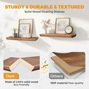 16"x6.8"x1.6" Slanted Floating Wall Shelves 2-Pack - Rustic Brown Finish, Heavy-Duty Solid Wood Design with Hidden Brackets - Perfect for Living Room, Kitchen, Bathroom, or Office by CozyNest Decor
