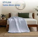 YnM Cooling Chunky Throw Blanket, Medium-Weight, Hand Knitted, Skin Friendly, Ventilated and Breathable, Machine Washable, Home Décor Piece for Couch, Sofa and Bed (Azure Blue, 60x80 Inch) by CozyNest Decor