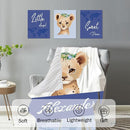 Personalized Baby Crib Bedding Set for Baby Boys Girls, Blue Leopard Pattern Custom Name Baby Crib Sets 5-Pcs, Toddler Double Layer Blanket Fitted Sheets Changing Pad Cover Rug Wall Art Set by TinyTreasures Baby Boutique