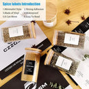 12 Pcs Glass Spice Jars With 296 Spice Labels Preprinted of White and Black Color- 10oz Thicken(2.4mm) Spice Containers With Bamboo Airtight Lids - Empty Small Herb Seasoning Jars by CozyNest Decor