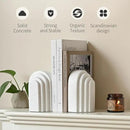 Decorative Bookends for Shelves, Set of 2 Book Ends for Heavy Books, Layered Arch Design White Bookend by CozyNest Decor