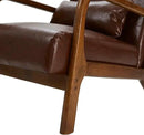 Glitzhome 30.75 "H Mid Century Coffee Accent Armchair, Single Reading Armchair PU Leather Lounge Chair with Walnut Ruberwood Frame by CozyNest Decor