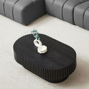 43.7" Oval Coffee Table for Living Room,Modern Handcraft Drum Coffee TableSmall Wooden Coffee Table with Sturdy Pedestal Easy Assembly for Office-Black by CozyNest Decor
