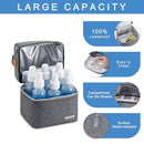 Breastmilk Cooler Bag with Ice Pack Fits 6 Baby Bottles up to 9 Ounce, Breast Milk Pump Cooler Bag with Shoulder Strap for Nursing Mom Daycare, Work, Travel- Dark Grey by TinyTreasures Baby Boutique