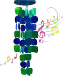 Bellaa 24858 Wind Chimes Outdoor, Garden Decorations, Musical, Indoor/Outside Windchimes, Beach, Ocean Breeze, Gifts for Mom, Gift for All Occasions, Capiz Sea Glass Shells Wood 27 inch Green Blue by CozyNest Decor