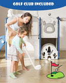 YUFU 12 in 1 Kids Slide for Toddlers, Toddler Slide Playset with Golf, Drawing Board, Climber, Basketball Hoop and Storage Space, Indoor Outdoor Toddler Playground for Kids Age 1-3 (Blue) by TinyTreasures Baby Boutique