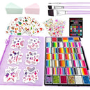 Face Body Paint Kit for Kids & Adults - 36 Vibrant Rainbow Colors,6 Glitter Gels,with Stencils,Brushes,Tattoos.Ideal for Halloween,Christmas, Birthday Parties,Cosplay (Rainbow Sparkle Set) by TinyTreasures Baby Boutique