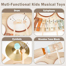 Drum Set - 9 in 1 Musical Instruments for for Toddlers 3+, Wooden Montessori Toys for Boy & Girls Easter Birthday Gifts, Musical Drum Set with Xylophone for Kids 3 4 5 6 by TinyTreasures Baby Boutique