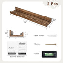 Fun Memories Picture Ledge Shelf for Wall, 24 inch Pine Wood Nursery Book Shelves Set of 2- Wall Book Shelves for Kids Room, Home Decor - Kitchen Spice-Carbonized by TinyTreasures Baby Boutique