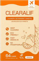 CLEARALIF Laundry Detergent Sheets, Orange, 64 Load, CLEARALIF Laundry Detergent Strips Eco Friendly & Hypoallergenic by CozyNest Decor