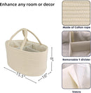 Diaper Caddy Organizer Cotton Rope Baby Basket Nursery Storage and Portable Tote Bag for Car Ideal Baby Shower Gifts and Registry Must-Have for Newborn Essentials Large beige by TinyTreasures Baby Boutique