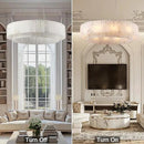 Alabaster Round Chandelier, D31in Modern Dining Room Chandeliers, Marble Pendant Lights Kitchen Island, Drum Chandelier for Dining Room Light Fixture, Living Room, Bedroom Lights, Foyer, Kitchen by CozyNest Decor