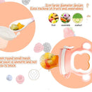 Baby Fruit Food Feeder - Silicone Nibble Tray Combo - Breastmilk Popsicle Mold for Cooling Relief, BPA Free Mesh Feeder for Infant Self Feeding (Monkey Pink + Pineapple) by TinyTreasures Baby Boutique