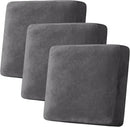 H.VERSAILTEX Velvet Stretch Couch Cushion Cover Plush Cushion Slipcover for Chair Loveseat Sofa Cushion Furniture Protector Seat Cushion Sofa Cover (3 Piece XL Sofa Cushion Covers, Grey) by CozyNest Decor