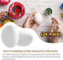CALPALMY 24 Pieces Hyper-Realistic White Wooden Eggs - 2 Dozen Fake Easter Eggs for Painting, Decorating, Crafting, Pretend Play, Simulation Toys, Fake Food, Nest Box Training by TinyTreasures Baby Boutique