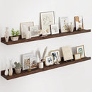 Floating Picture Ledge Shelves 55 Inch Solid Oak Wood Set of 2, Rustic Wall Storage Shelves with Lip, Kids Bookshelf, Photo & Picture Ledge Shelves for Bedroom, Living Room, Kitchen by CozyNest Decor