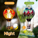 Cardinal Solar Hot Air Balloon Lantern with Flame, Glass Hot Air Balloon Solar Lantern Outdoor Waterproof, Hanging Hot Air Balloon Solar Light, Cardinal Gifts for Mom Woman Christmas